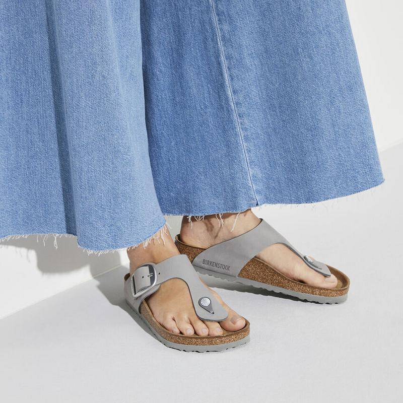 Birkenstock Big Přezkou Nubuck Læder Gizeh Dame Grå | DK 423YXF